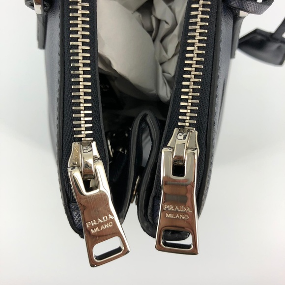 Prada Saffiano Lux Double-Zip Tote, Baltico - Picture 4 of 8